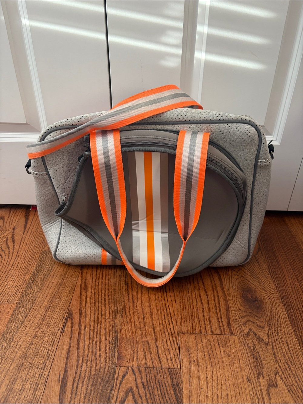 Haute Shore Gray Neoprene Pickleball Tote with Orange Accent Straps